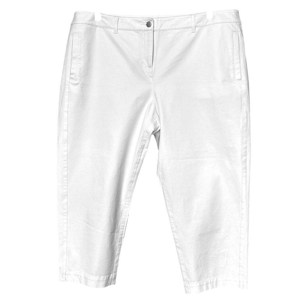 Eileen Fisher White Organic Cotton Blend Cropped Pants Women XL Straight Leg EUC